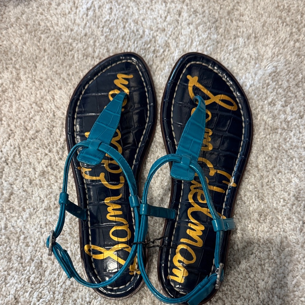 Sam Edelman Blue Croc-Embossed Sandals